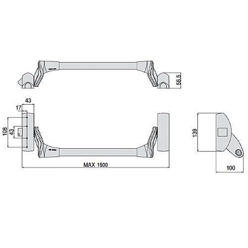 Комплект накладной антипаники CISA Fast Push 59016.10 1500 мм 2-точечная в сторону красная - Фото №25