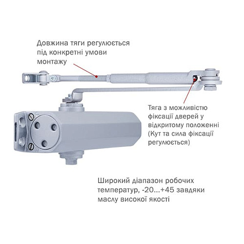 Дотягувач RYOBI DS-2055V BC STD HO з фіксацією до 100кг Сірий - Фото №5