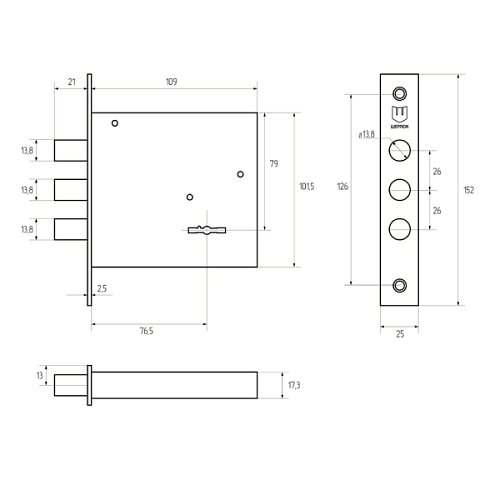 Механізм замка SHERLOCK 04.02-S (BS79мм) 5 ключів - Фото №5