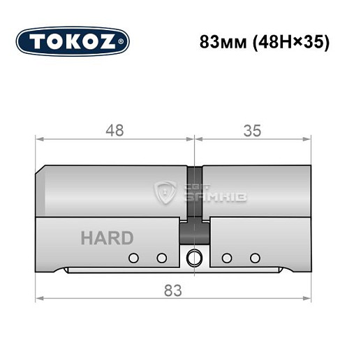 Циліндр TOKOZ Pro400 83 (48H*35) (H - гартована сторона) нікель матовий - Фото №5