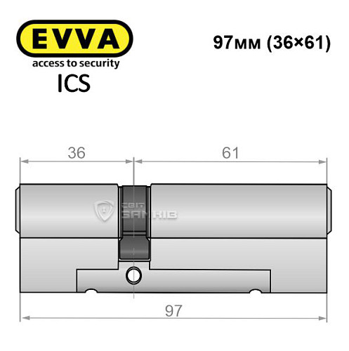 Цилиндр EVVA ICS 97 (36*61) никель сатин - Фото №6