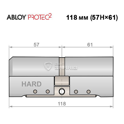 Циліндр ABLOY Protec2 118 (57Н*61) (Н - гартована сторона) хром полірований - Фото №4
