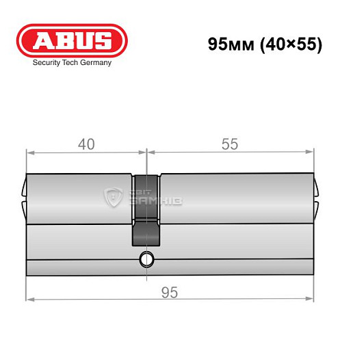 Циліндр ABUS X12R 95 (40*55) нікель сатин - Фото №5