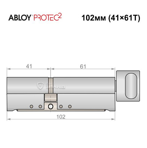 Циліндр ABLOY Protec2 102T (41*61T) хром полірований - Фото №5