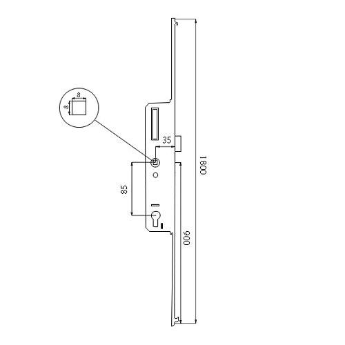 Механізм замка VORNE заскочка 35*85 мм рейка 1800 мм з ригелем - Фото №5
