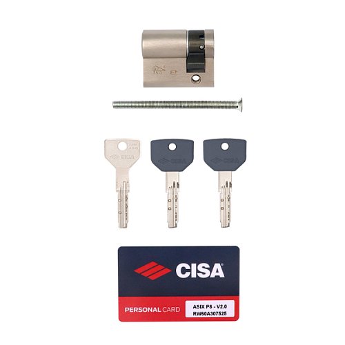 Циліндр половинка CISA ASIX P8 PRO 40 (30*10) нікель матовий 2+1 ключ - Фото №7