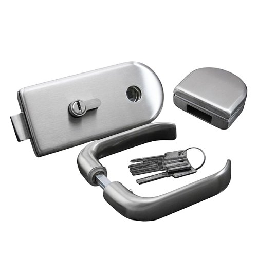 Комплект замка GLASS-M-TECH G-DL18 накладной для стеклянных дверей (стекло-стекло) сатин - Фото №1