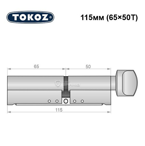 Цилиндр TOKOZ Pro300 115T (65*50T) никель матовый - Фото №5