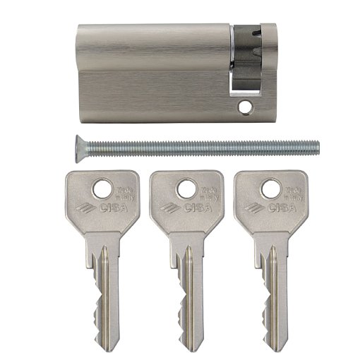 Циліндр половинка CISA C2000 70 (60*10) нікель матовий 3 ключі - Фото №18