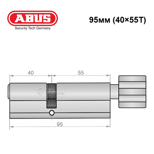 Циліндр ABUS S60P 95T (40*55T) нікель - Фото №7