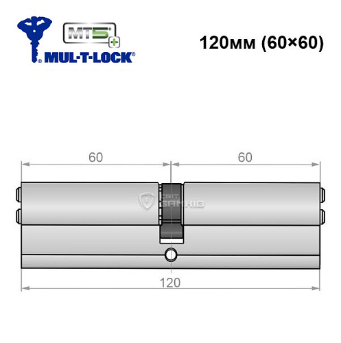 Цилиндр MUL-T-LOCK MTL800/MT5 + MOD 120 (60*60) (модульный) никель сатин - Фото №5