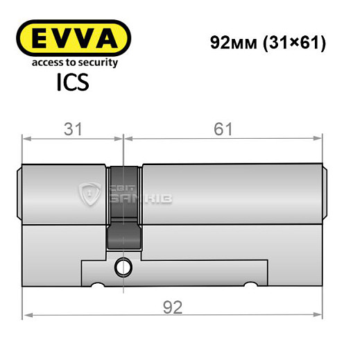 Цилиндр EVVA ICS 92 (31*61) никель сатин - Фото №6