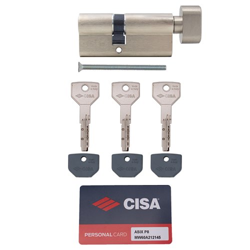 Цилиндр CISA ASIX P8 95T (45*50T) никель матовый 3 ключа - Фото №8