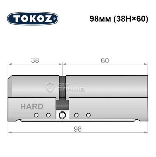 Циліндр TOKOZ Pro400 98 (38H*60) (H - гартована сторона) нікель матовий - Фото №5