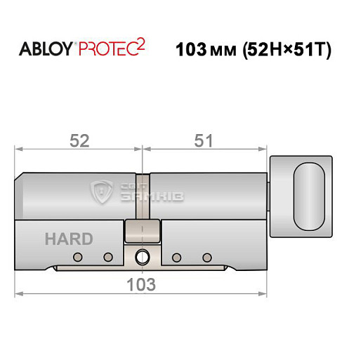 Циліндр ABLOY Protec2 103T (52Н*51T) (Н - гартована сторона) хром полірований - Фото №5