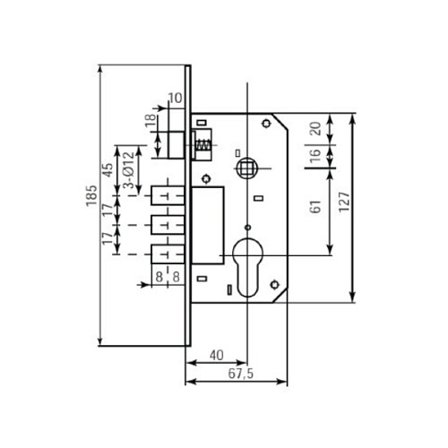 Механизм замка RDA 1025-62 (BS40*62мм) AB античная бронза - Фото №2