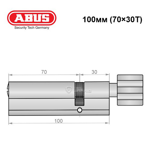 Циліндр ABUS X12R 100T (70*30T) нікель сатин - Фото №6