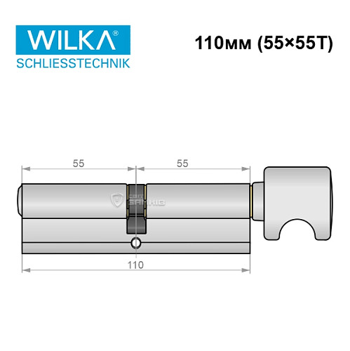 Цилиндр WILKA 1405 A 110T (55*55T) никель - Фото №8