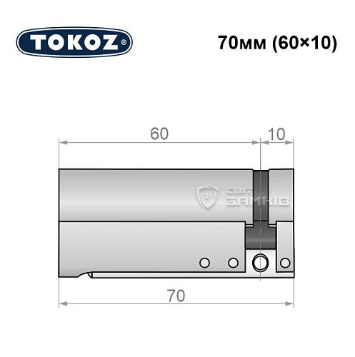 Циліндр половинка TOKOZ Pro300 70 (60*10) нікель матовий - Фото №5