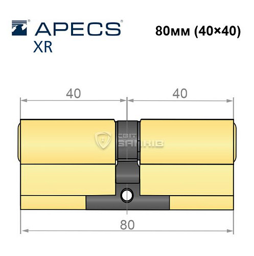 Циліндр APECS XR 80 (40*40) латунь матова  - Фото №4