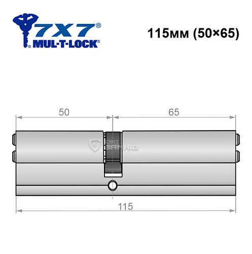 Цилиндр MUL-T-LOCK 7x7 115 (50*65) никель сатин - Фото №4
