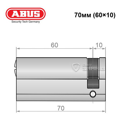 Циліндр половинка ABUS X12R 70 (60*10) нікель сатин 5 ключів - Фото №5