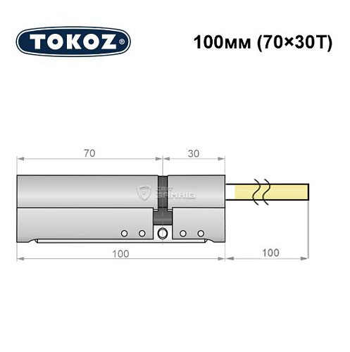 Циліндр TOKOZ Pro300 100T (70*30T) зі штоком нікель матовий - Фото №8