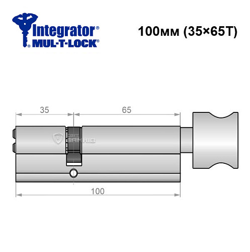 Цилиндр MUL-T-LOCK Integrator 100T (35*65T) никель сатин - Фото №6