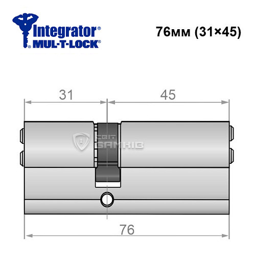 Цилиндр MUL-T-LOCK Integrator 76 (31*45) никель сатин - Фото №5