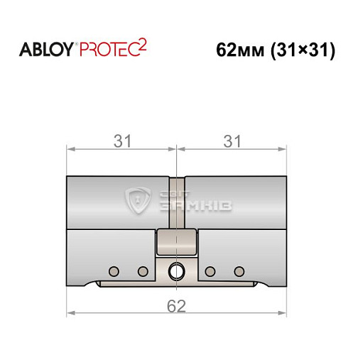 Циліндр ABLOY Protec2 62 (31*31) хром полірований - Фото №4