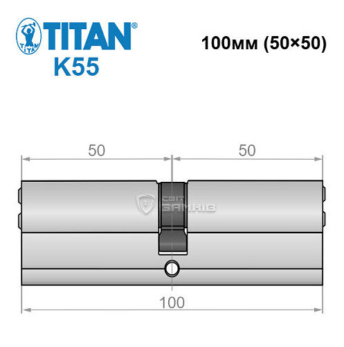 Циліндр TITAN K55 100 (50*50) нікель сатин - Фото №5