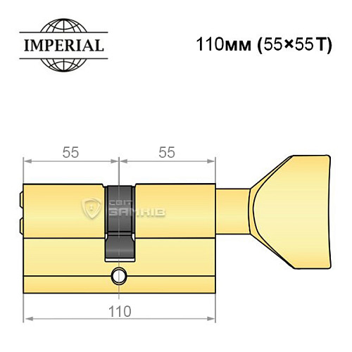 Цилиндр IMPERIAL латунь 110T (55*55T) полированная латунь - Фото №5