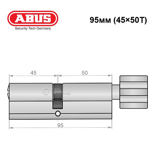 Циліндр ABUS X12R 95T (45*50T) нікель сатин - Фото №6