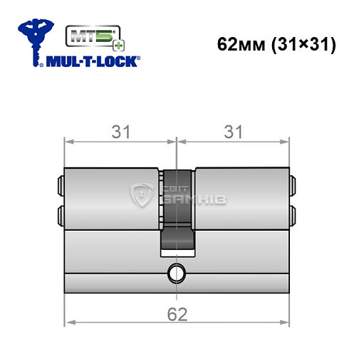 Цилиндр MUL-T-LOCK MTL800/MT5+ 62 (31*31) никель сатин - Фото №5