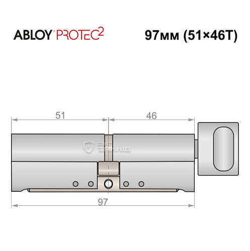 Цилиндр ABLOY Protec2 97T (51*46T) хром полированный - Фото №5