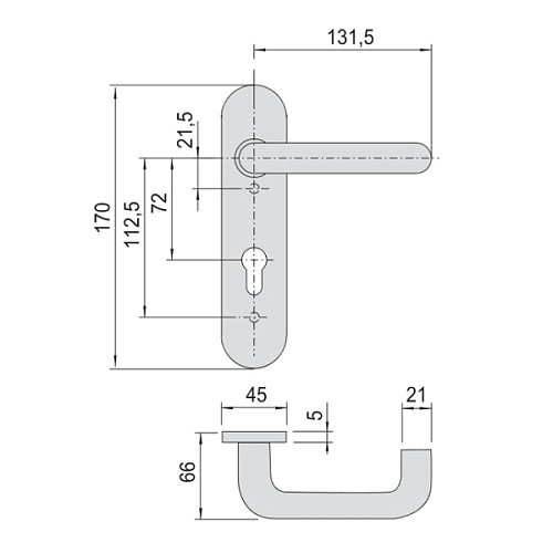 Ручка на планке для врезной антипаники CISA 07076.26 нажимная 72 мм черная - Фото №4
