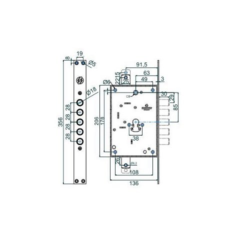 Механизм замка SECUREMME 2663 TT2 (BS65мм) - Фото №4