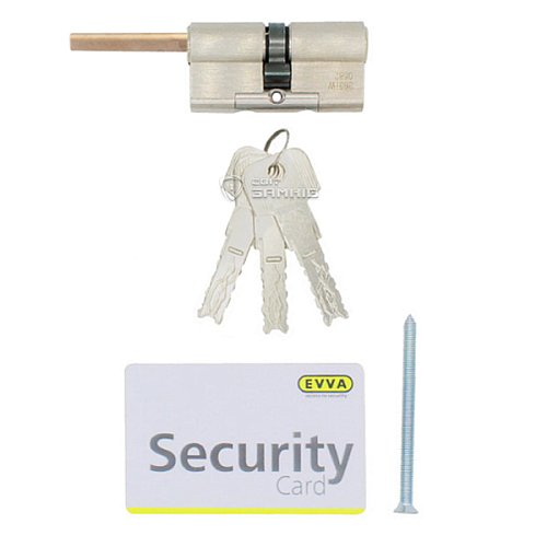 Циліндр EVVA 4KS 107Т (76*31T) зі штоком нікель сатин 3 ключі - Фото №3