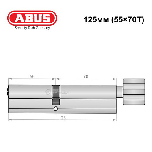 Цилиндр ABUS X12R 125T (55*70T) никель сатин - Фото №6