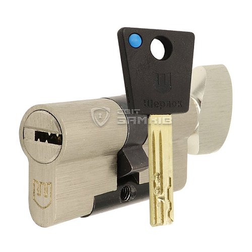 Циліндр SHERLOCK HK 90T (35*55T) нікель сатин - Фото №1