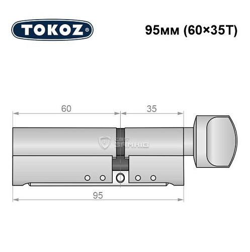 Цилиндр TOKOZ Pro300 95T (60*35T) никель матовый - Фото №5