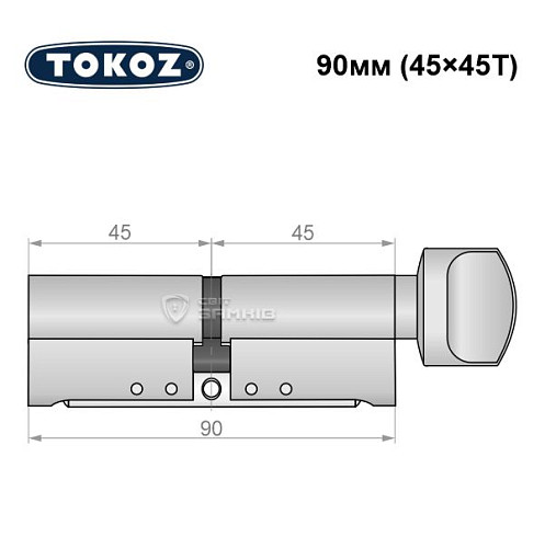 Циліндр TOKOZ Pro300 90T (45*45T) нікель матовий - Фото №5
