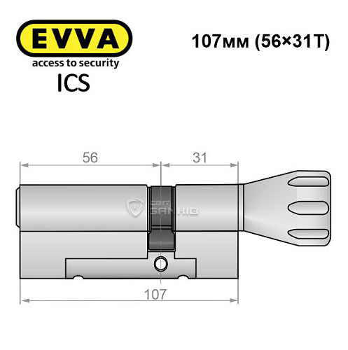 Цилиндр EVVA ICS 87T (56*31T) никель сатин - Фото №7