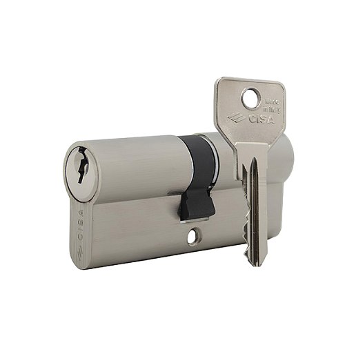 Цилиндр CISA C2000 50 (25*25) никель матовый 3 ключа - Фото №1