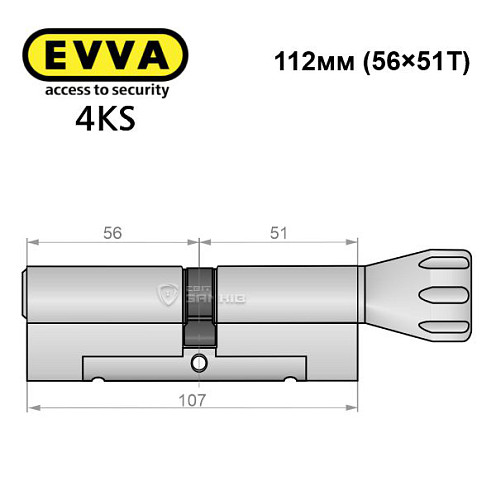 Цилиндр EVVA 4KS 107T (56*51T) никель сатин 3 ключа - Фото №8