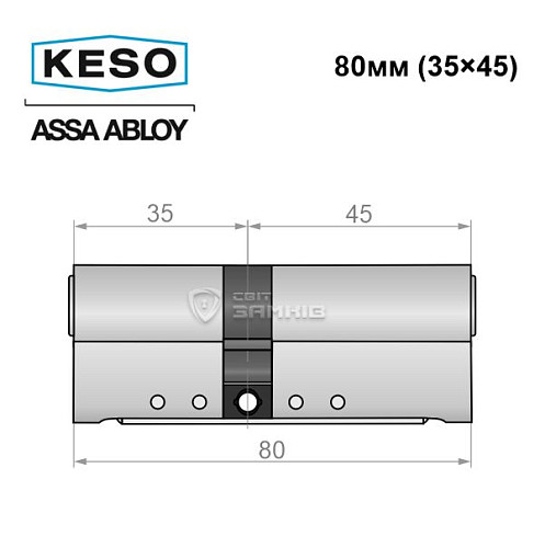 Цилиндр KESO 8000 80 (35*45) никель сатин 3 ключа - Фото №8