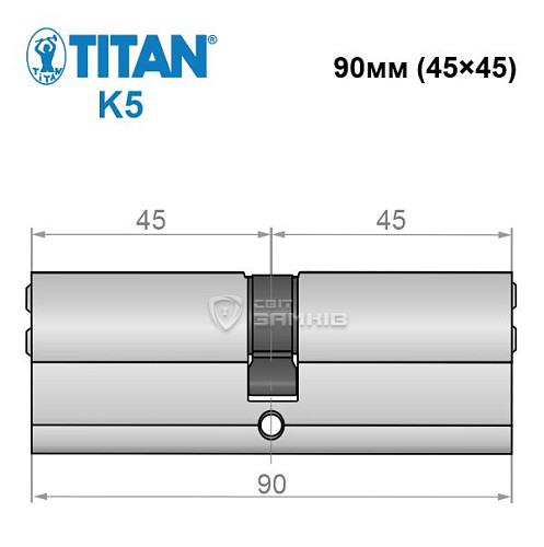 Цилиндр TITAN K5 90 (45*45) никель сатин - Фото №4