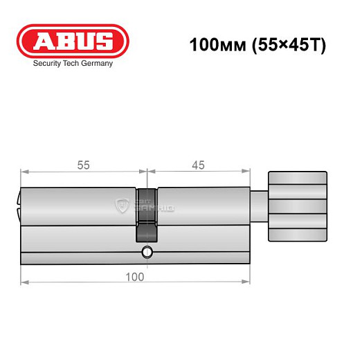 Цилиндр ABUS X12R 100T (55*45T) никель сатин - Фото №6