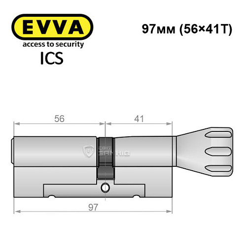 Цилиндр EVVA ICS 97T (56*41T) никель сатин - Фото №7
