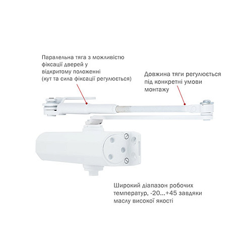 Дотягувач RYOBI DS-1554P PRL HO з фіксацією до 60кг Білий - Фото №5